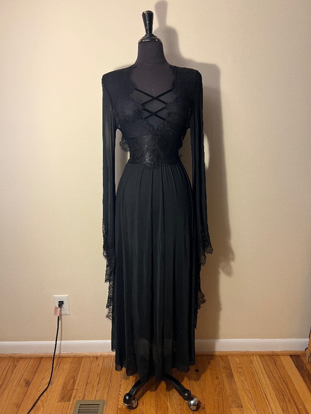 Eva Lady Gothic Mesh and Lace Maxi Dress